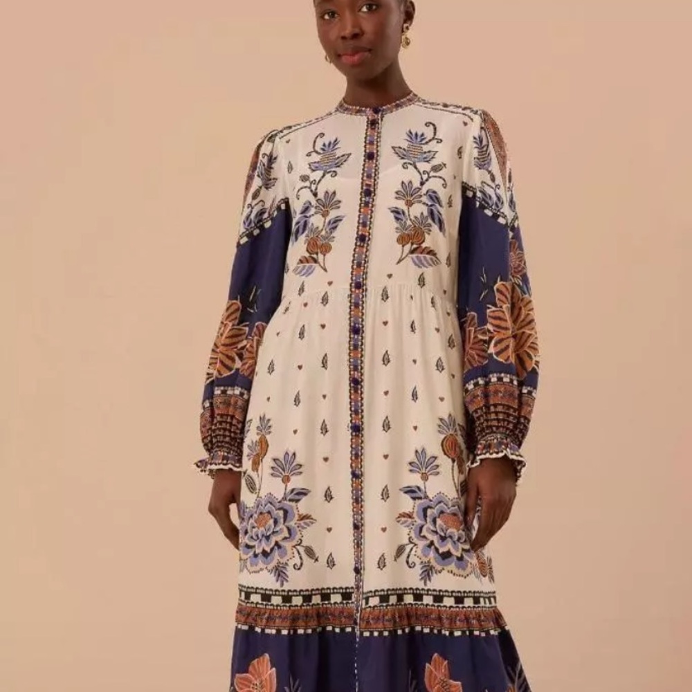 NWT Farm Rio Ainika Floral Embroidered Midi Dress medium - Picture 2 of 11